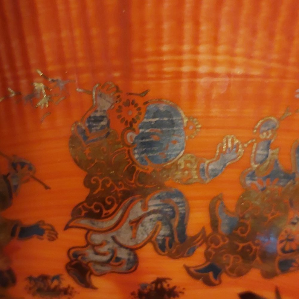 Antique Orange & Gold Japanese Bowl